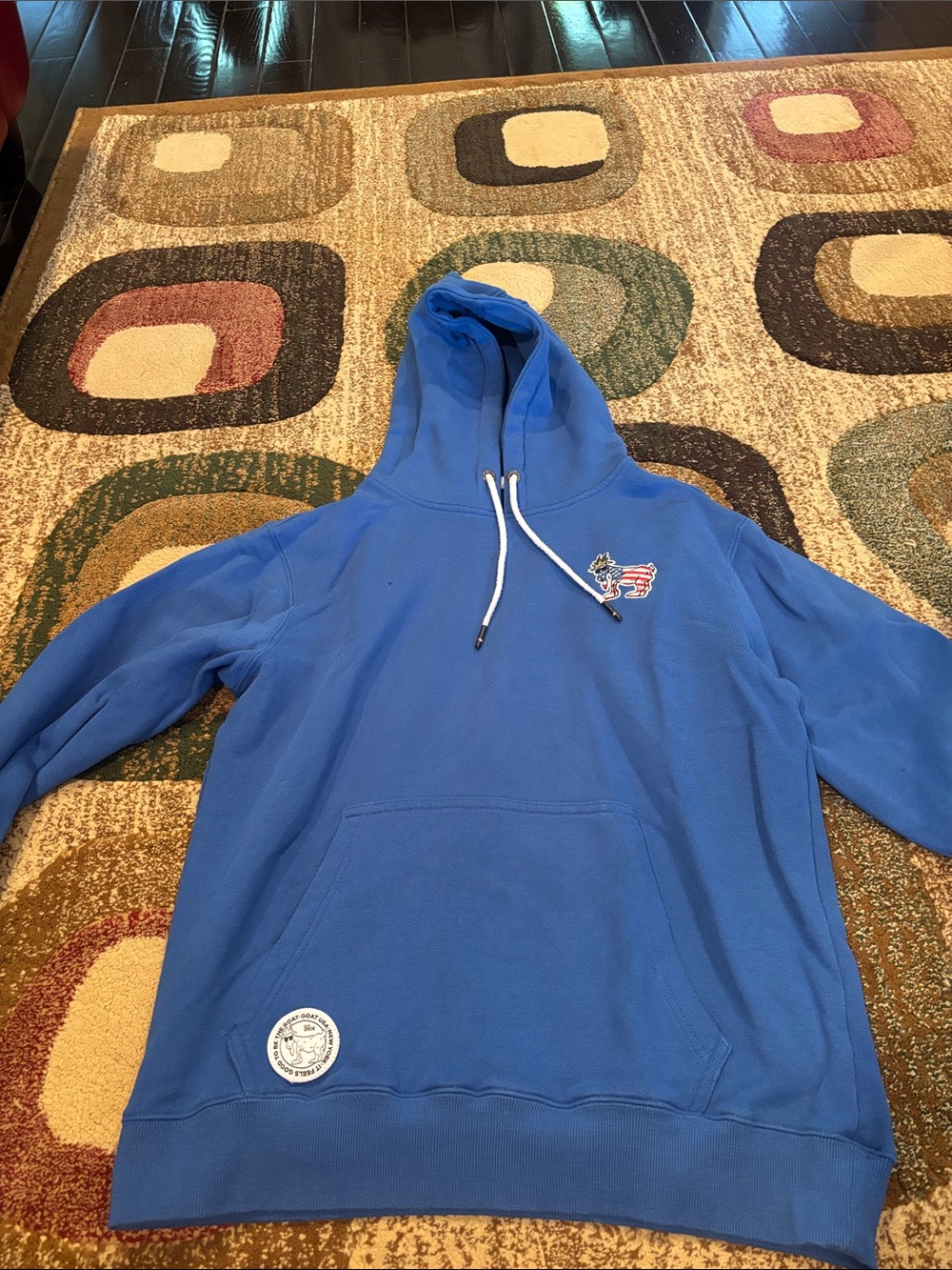 Men's Blue Pullover goat Hoodie